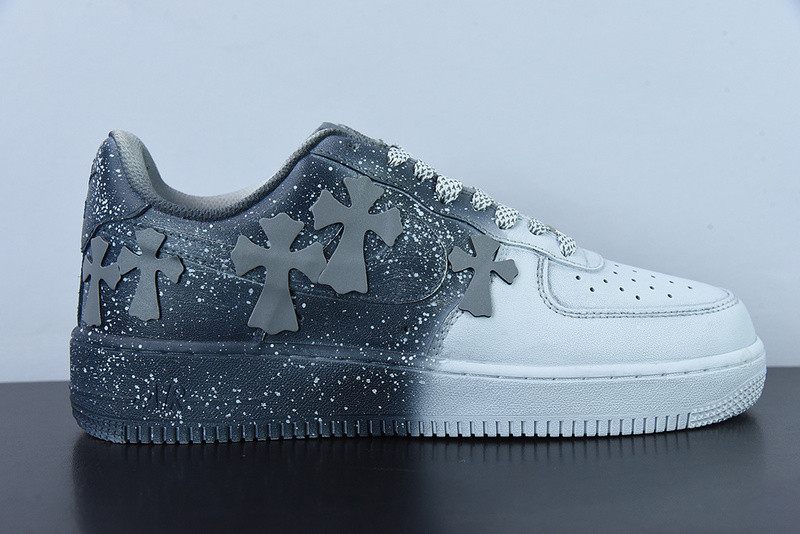 air force 1''07 low"white blue chrome hearts