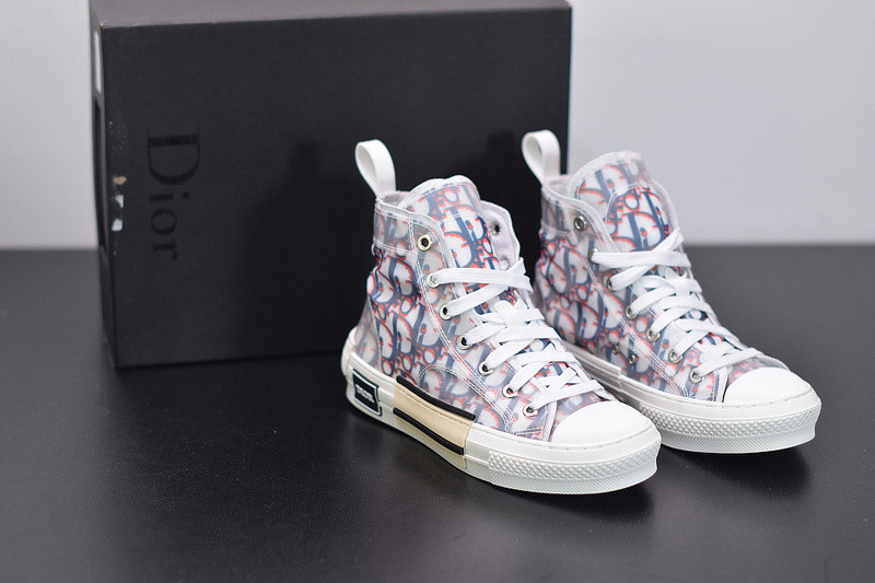 dio* b23 high-top sneaker in blue & red oblique