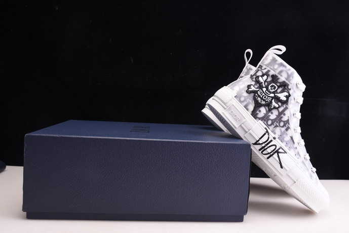 dio* b23 oblique high-top white sneaker